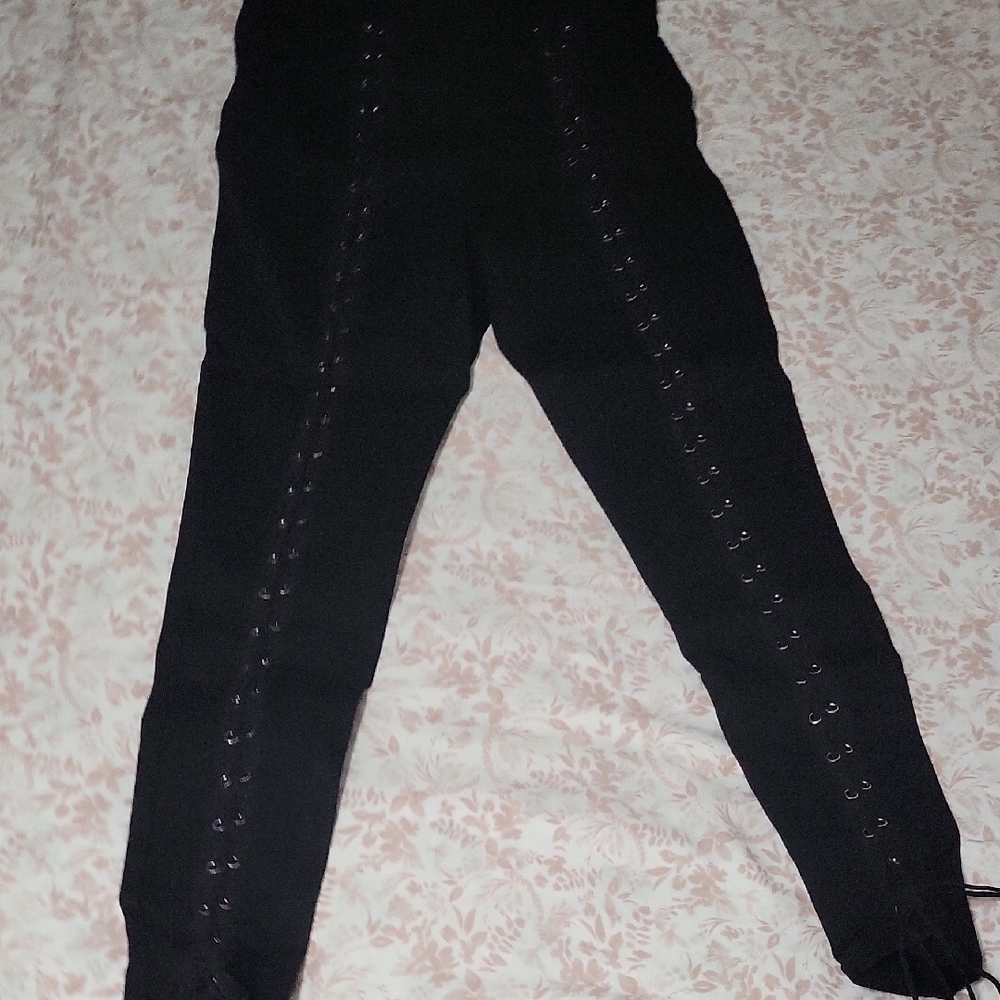 Black Lace-Up Pants